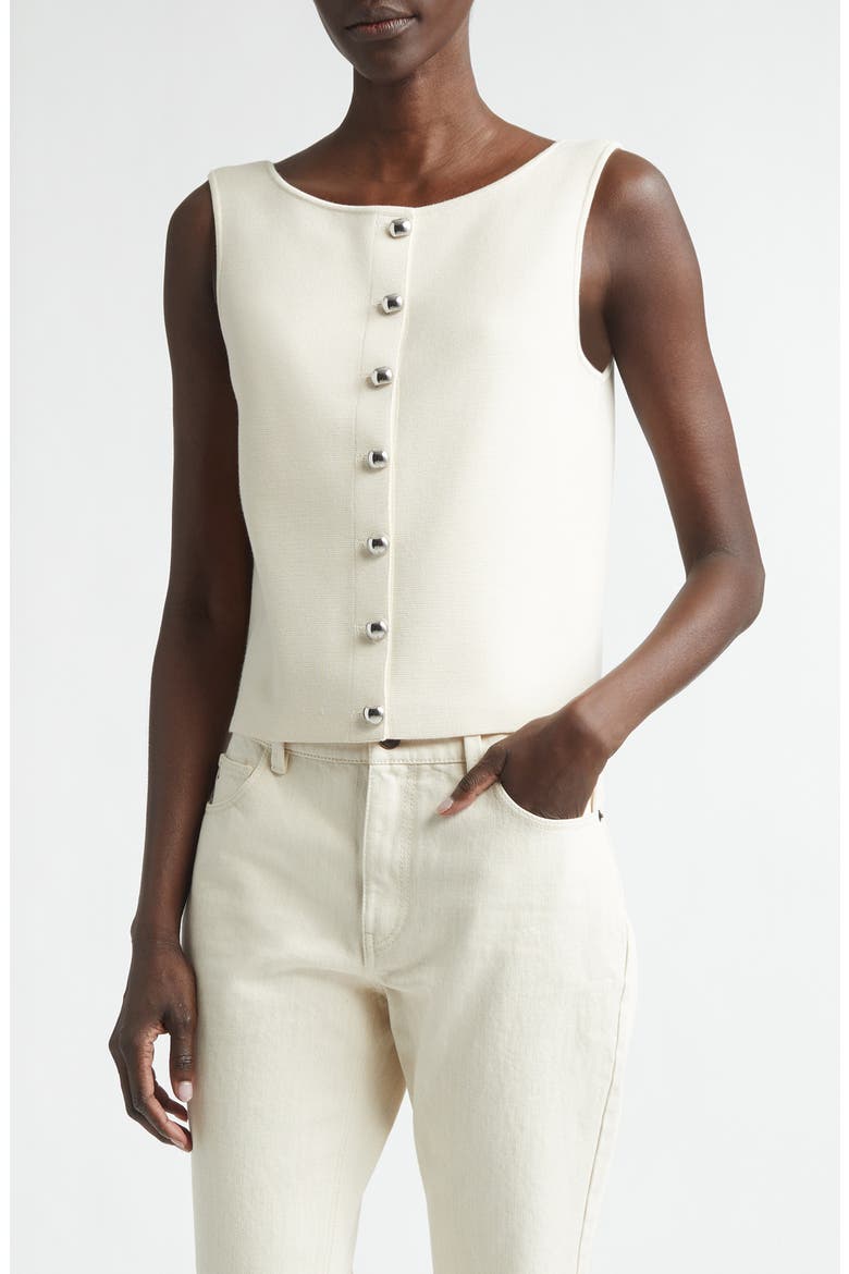 Button Front Sweater Vest, Main, color, ECRU