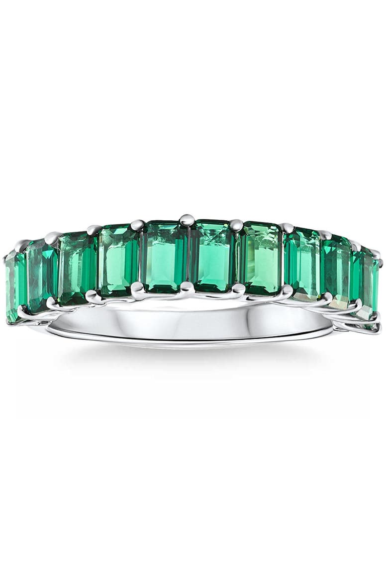 2.50Ct Emerald 11-Stone Wedding Anniversary Ring Stackable 14k Gold Band, Alternate, color, 14k White Gold