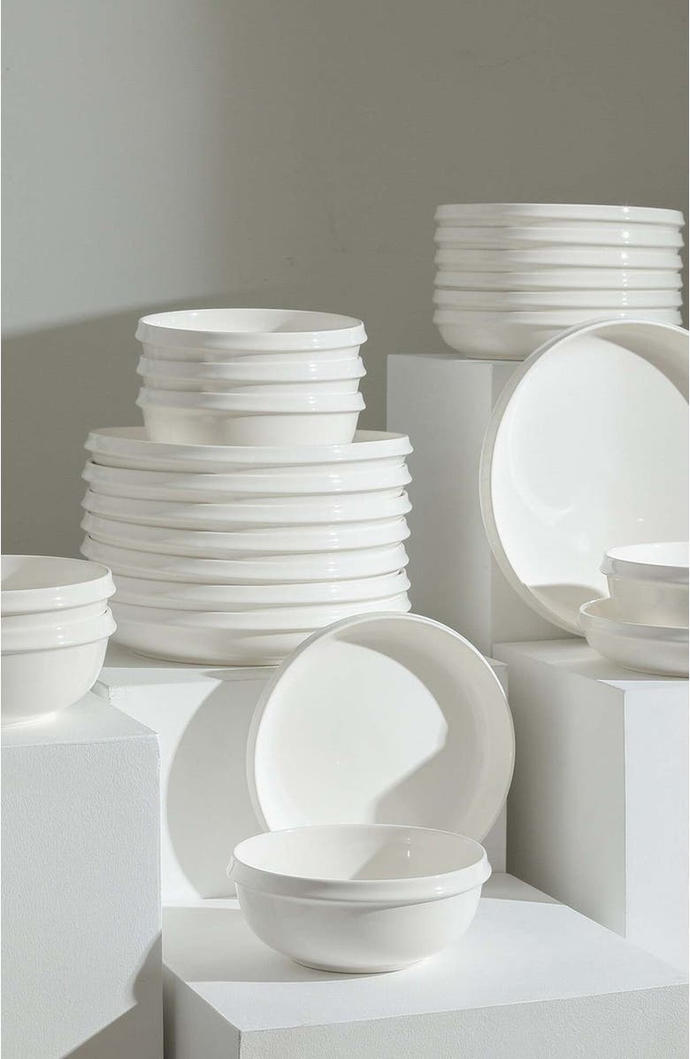 Stone Lain Verso Porcelain 12-Piece Dinnerware Set, Alternate, color, White