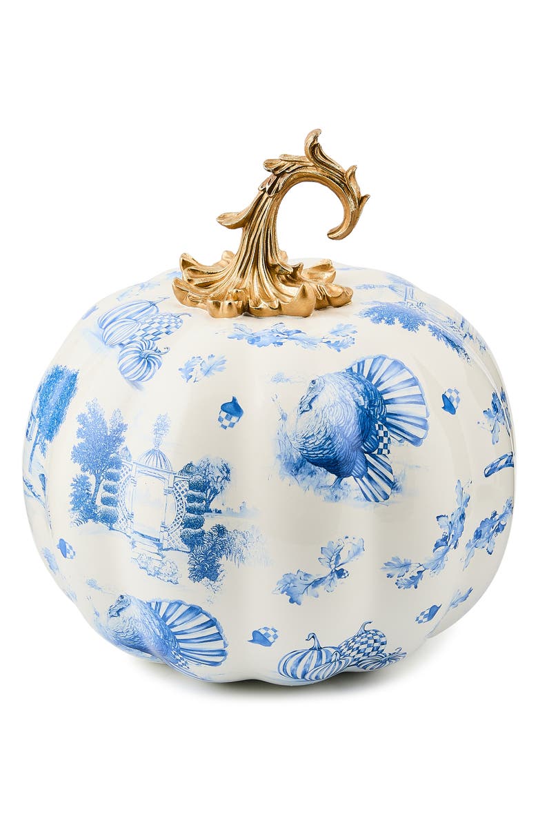 MACKENZIE CHILDS Royal Autumn Toile Pumpkin, Main, color, Royal