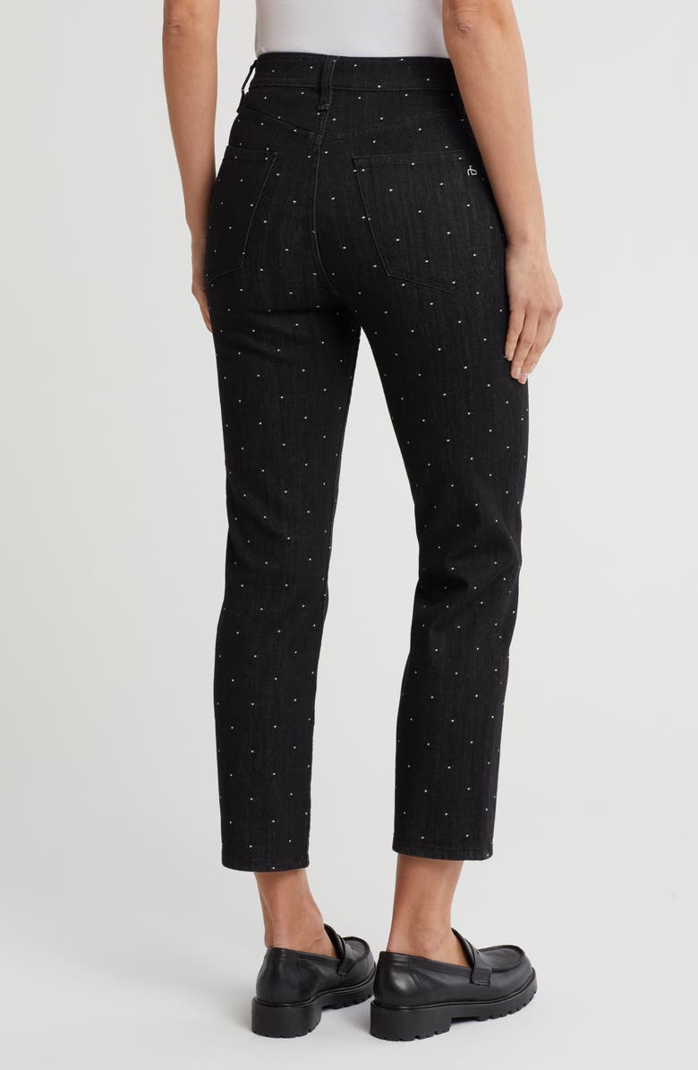 rag & bone Fern Dot High Waist Ankle Slim Leg Jeans, Alternate, color, Black Dot