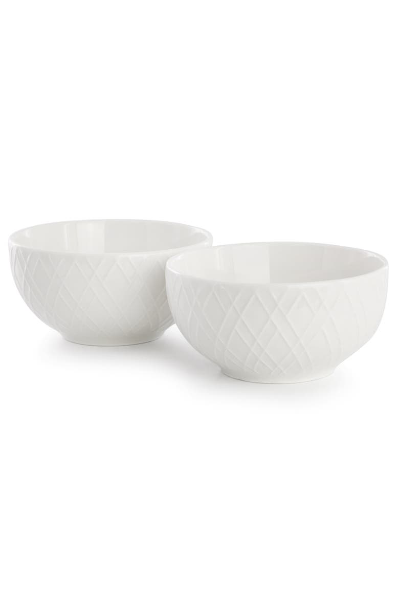 2 Piece Fine Ceramic 4.5in Fruit Bowl Set in White, Alternate, color, White
