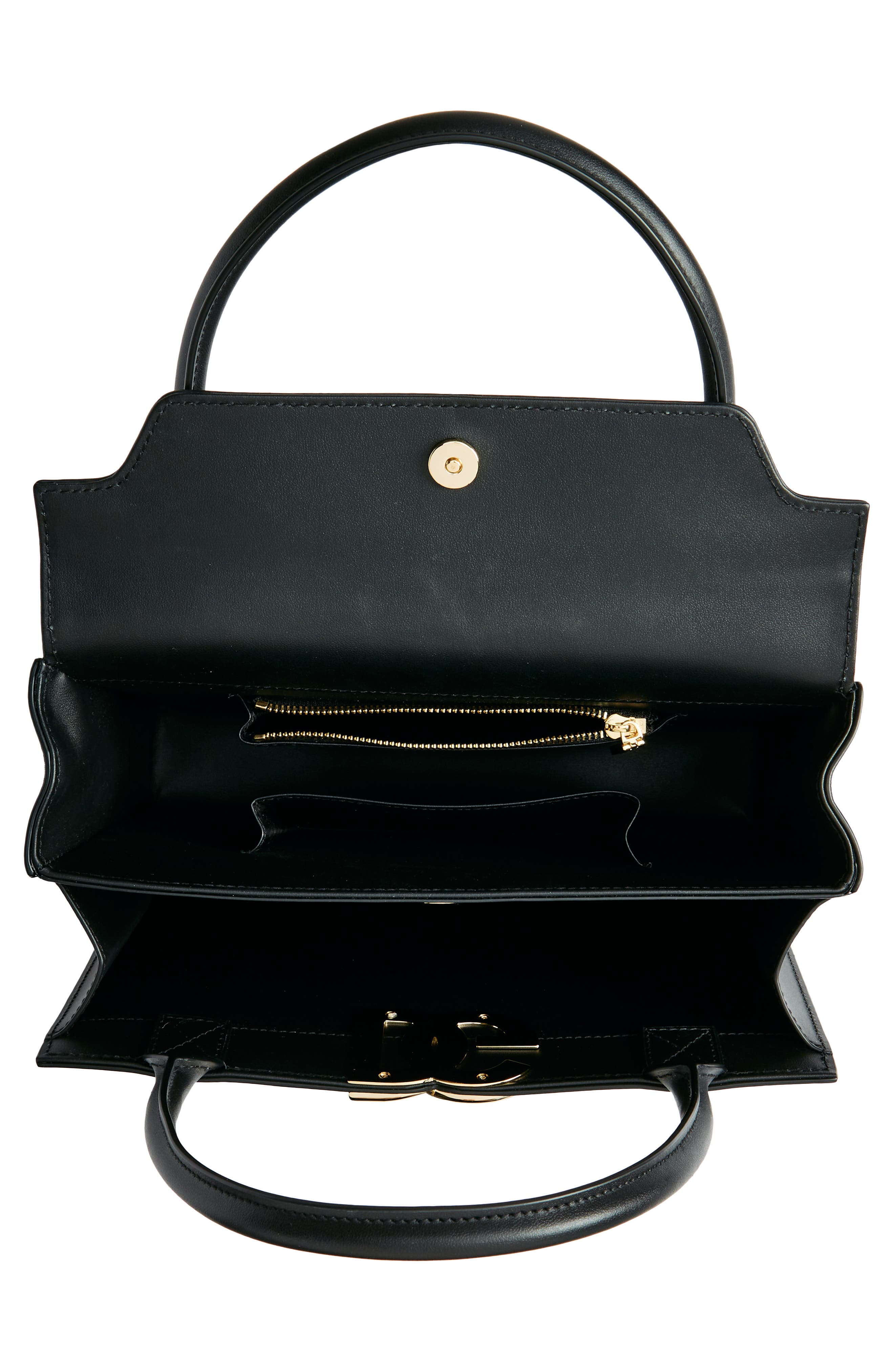 Dolce&Gabbana 3.5 Logo Leather Top Handle Bag, Alternate, color, Black