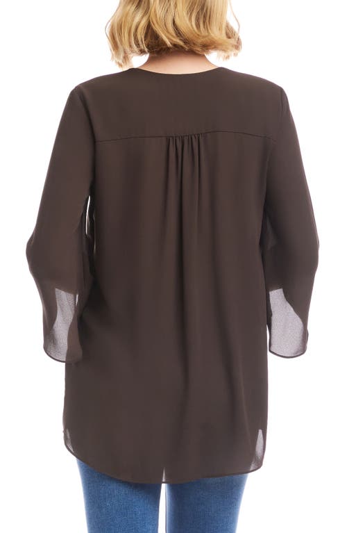 Karen Kane Crossover Hem Asymmetric Top In Brown