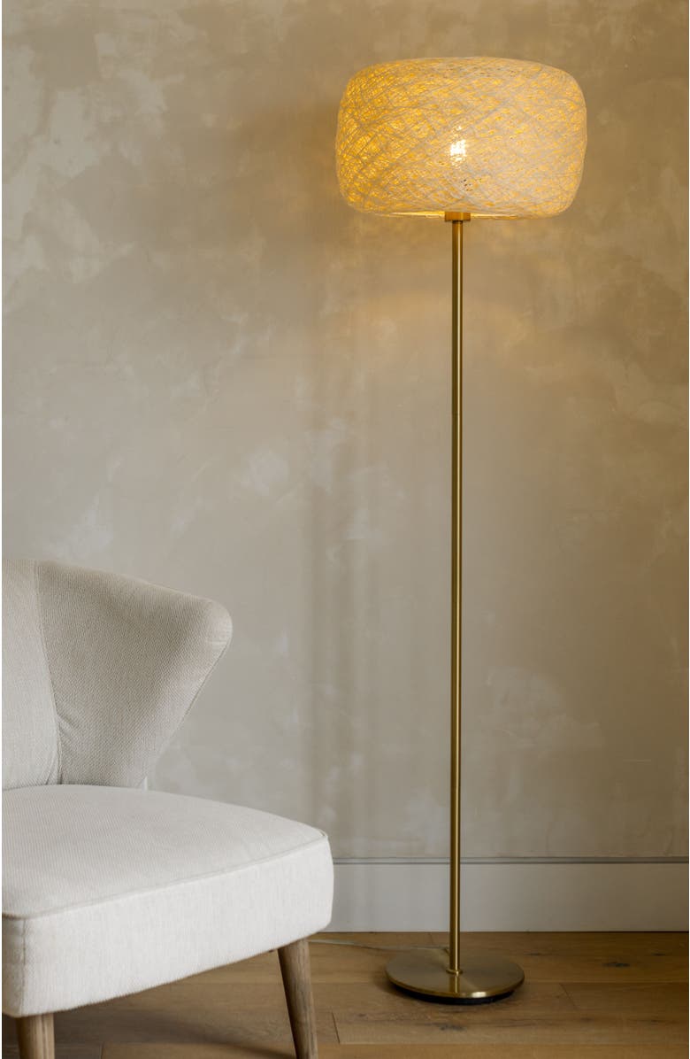 Brightech Rowan 66" LED Floor Lamp with Woven Thread Shade, Bulb Included, Alternate, color, Antique Brass