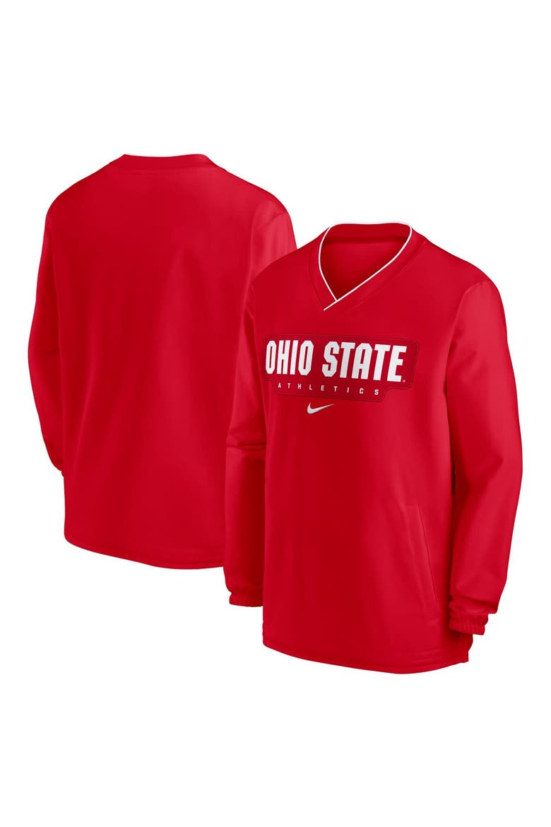 Men's Nike Scarlet Ohio State Buckeyes 2024 Sideline Pullover Windshirt, Main, color, Scarlet