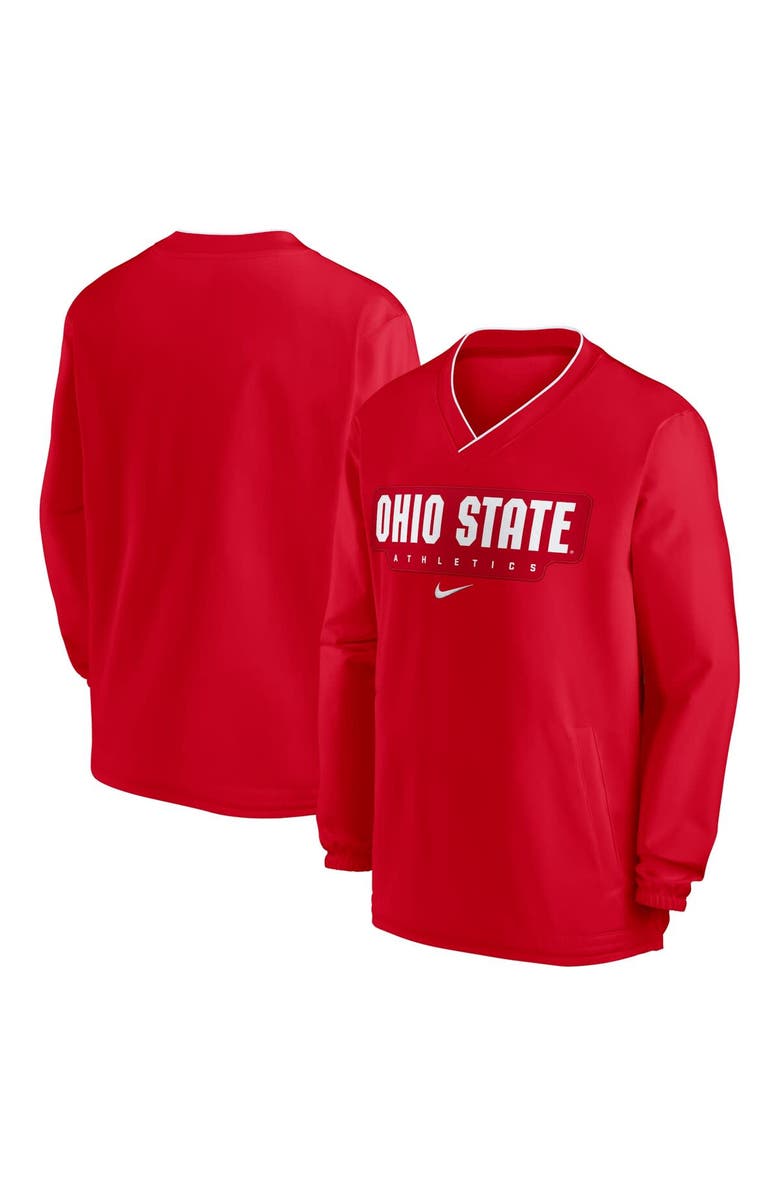 Nike Men's Nike Scarlet Ohio State Buckeyes 2024 Sideline Pullover Windshirt, Main, color, Scarlet