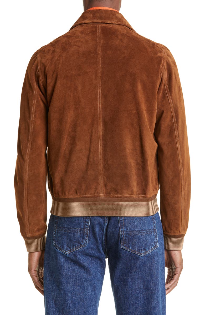 Drake's A2 Suede Bomber Jacket, Alternate, color, Brown 300