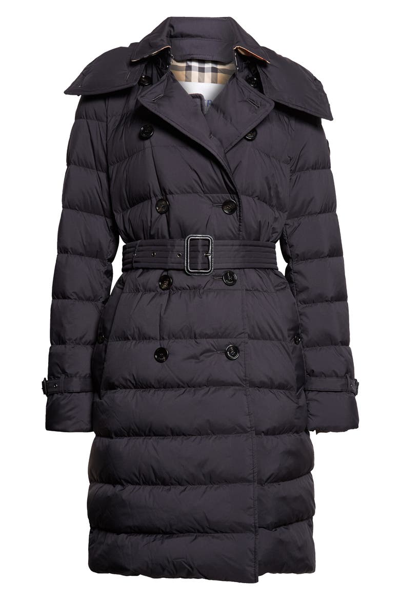 Audley Mid Length Nylon Down Puffer Coat, Main, color, BLACK