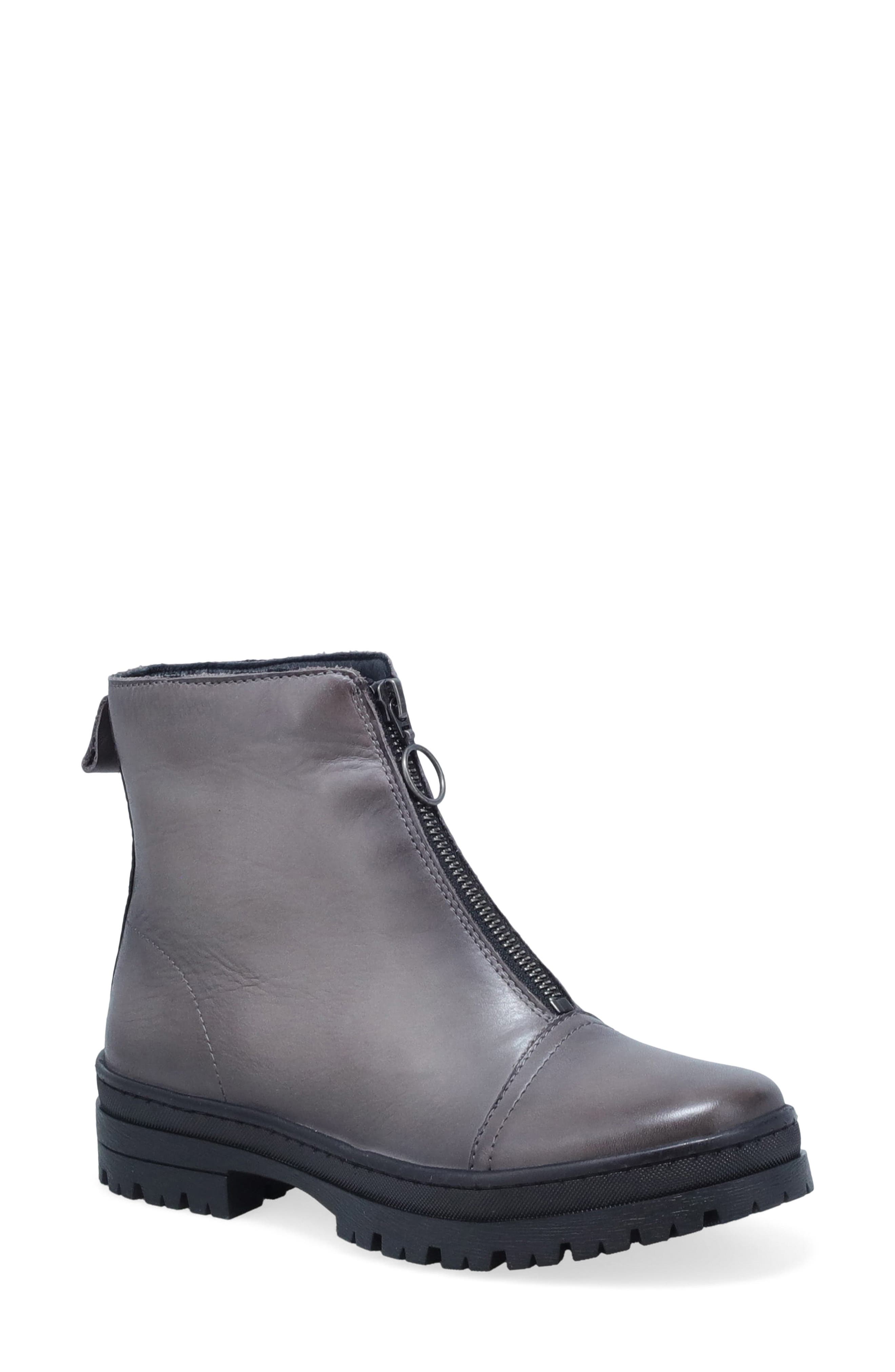 Athena Leather Bootie, Main, color, GRAPHITE