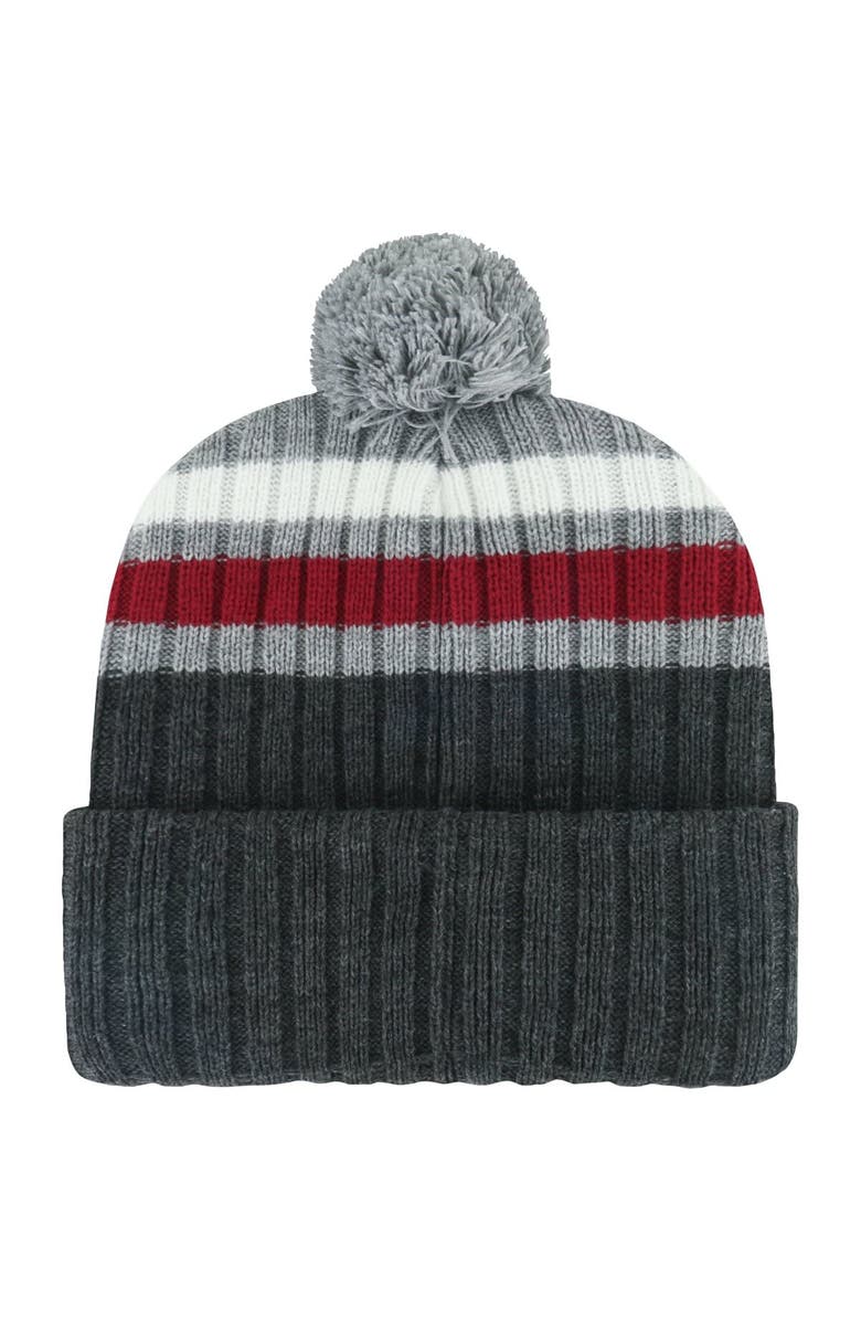 '47 Men's '47 Charcoal Arkansas Razorbacks Stack Striped Cuffed Knit Hat with Pom, Alternate, color, Charcoal