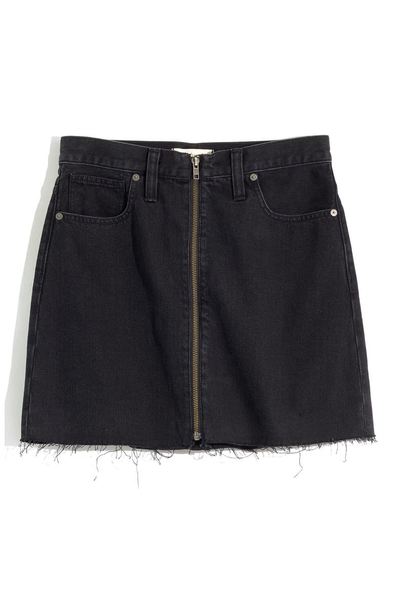 Rigid Denim Miniskirt, Alternate, color, LUNAR WASH