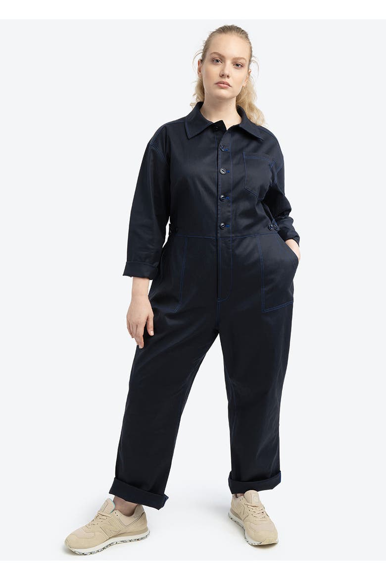 RIVETER PLUS SIZE JUMPSUIT, Main, color, PASSPORT BLUE