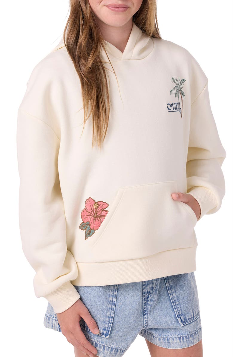 O'Neill Kids' Asher Embroidered Hoodie, Alternate, color, Winter White