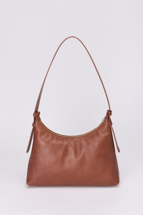 Elena Hobo Bassepi Leather Shoulder Bag