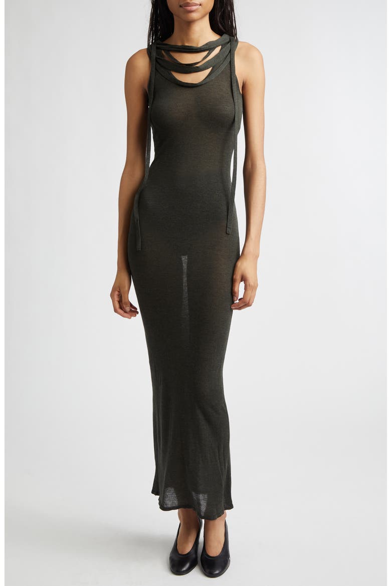 Oliveti Sheer Dress, Main, color, KHAKI