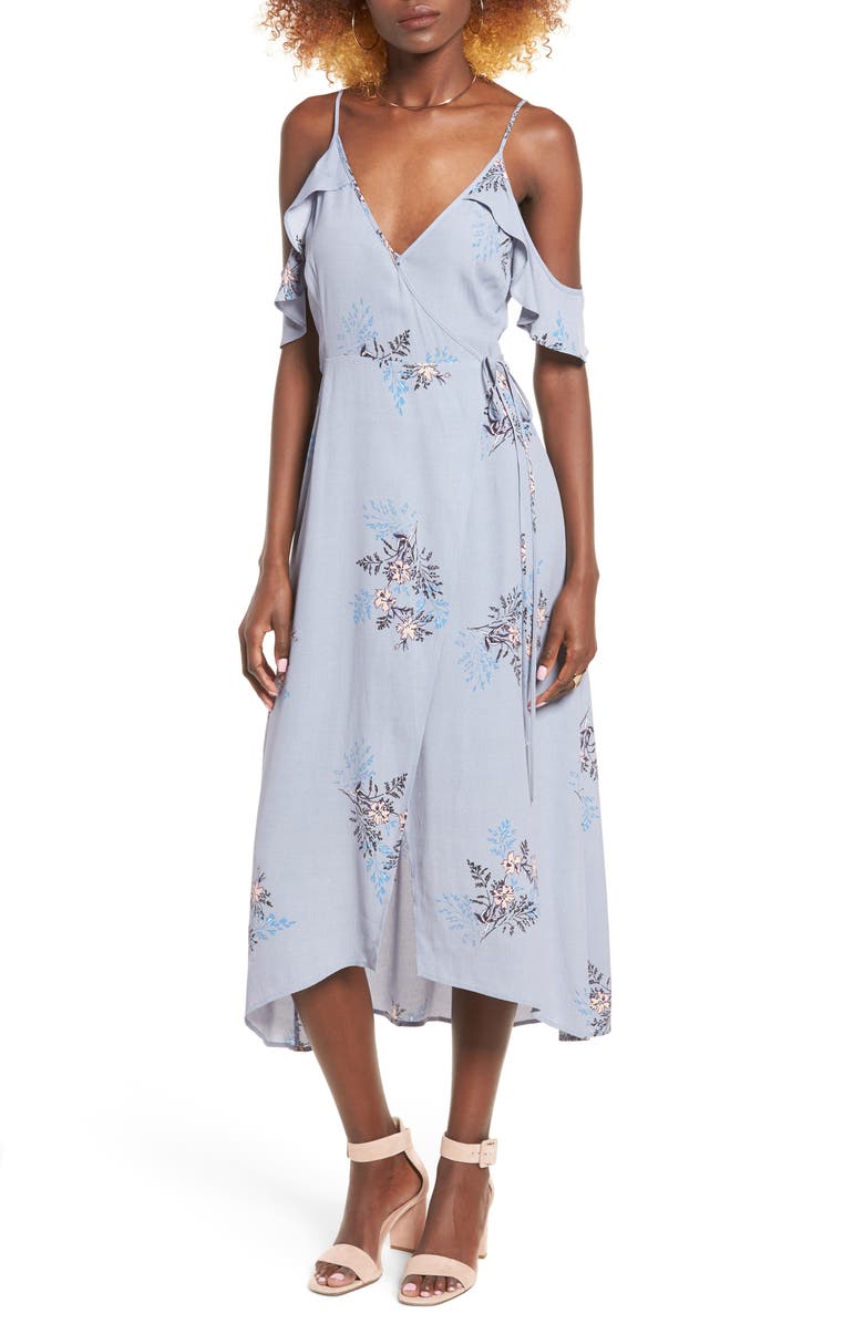 ASTR the Label Gwyn Cold Shoulder Midi Dress, Main, color,