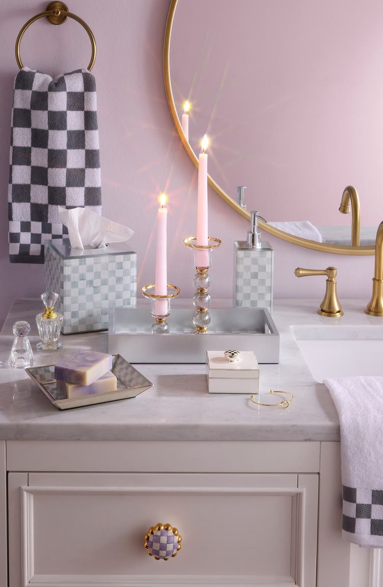 MACKENZIE CHILDS Sterling Check Glass Vanity Tray, Alternate, color, Sterling