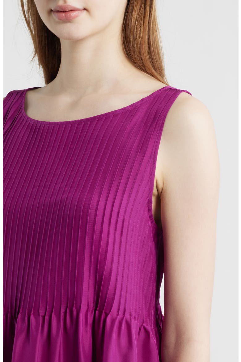 Pleated Silk Dress, Alternate, color, BERRY BLOOM