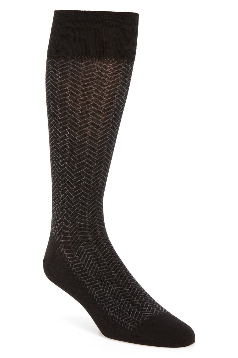Geometric Dress Socks, Main, color, BLACK