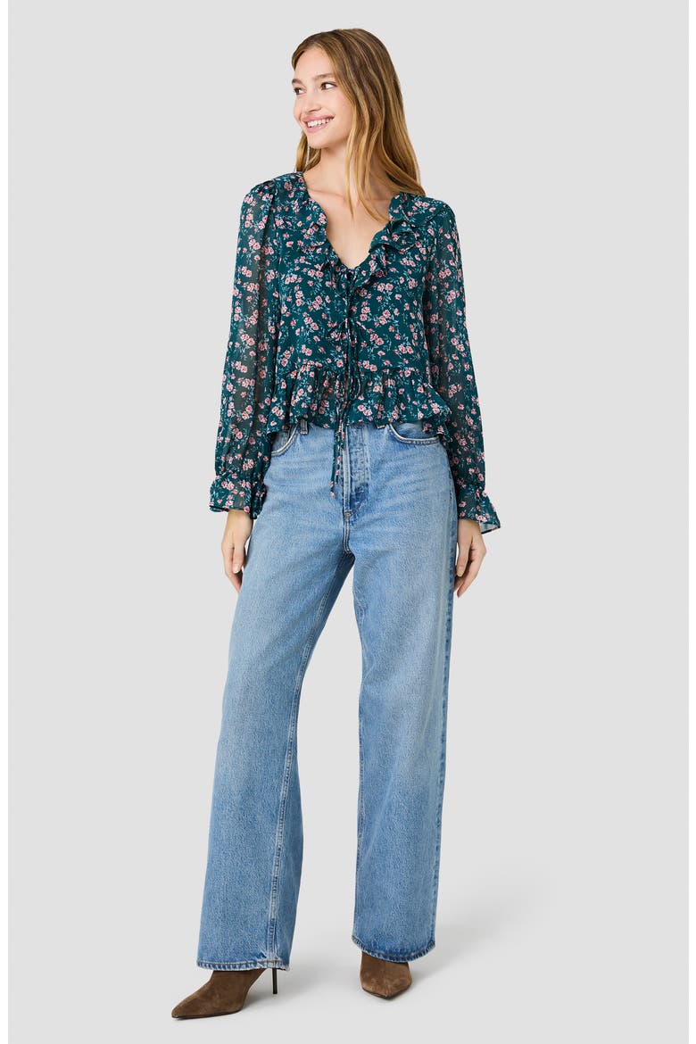 Marina Silky Chiffon Peplum Top, Alternate, color, LUCIA FLEUR