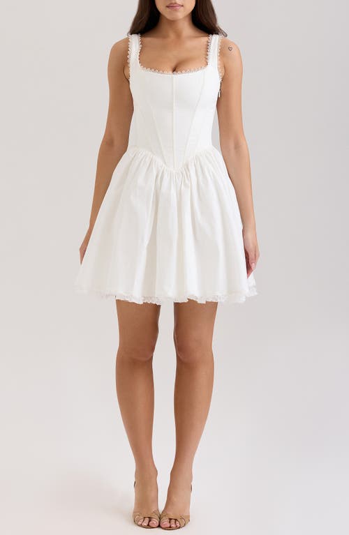 House Of Cb Letitia Lace Trim Stretch Cotton Corset Cocktail Minidress