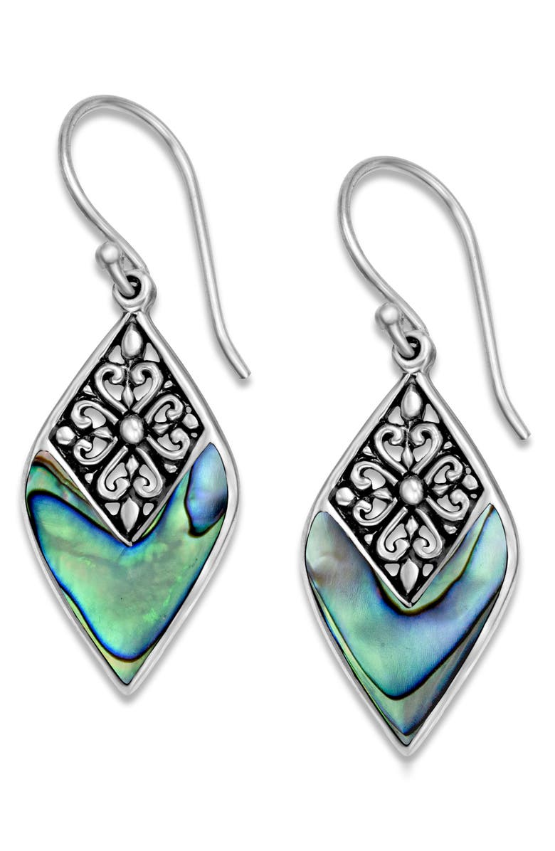 SAMUEL B. Sterling Silver Abalone Marquise Drop Earrings, Main, color, Green And Blue