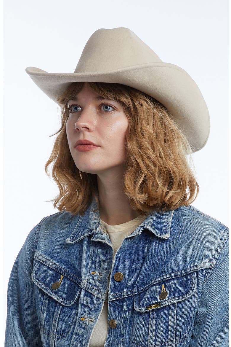 Felted Wool Cowboy Hat, Alternate, color, OATMEAL