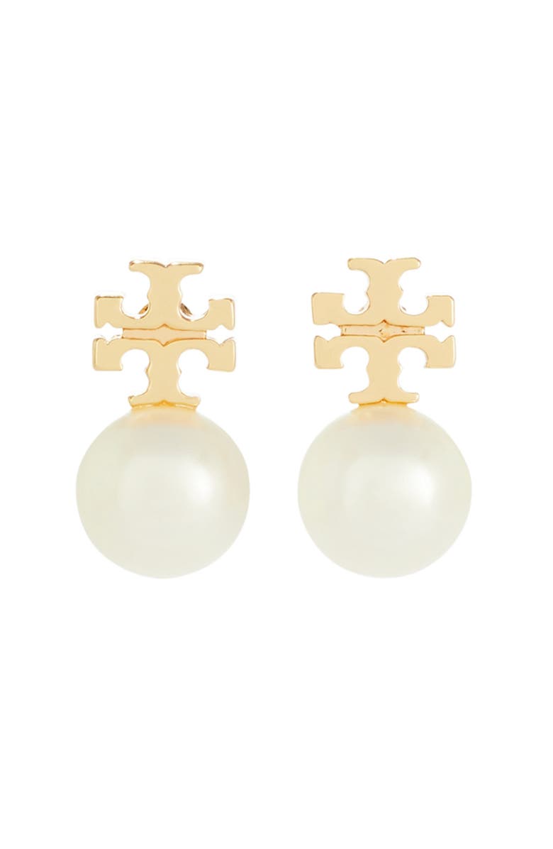 Tory Burch Faux Pearl Stud Earrings, Main, color, Tory Gold / Pearl