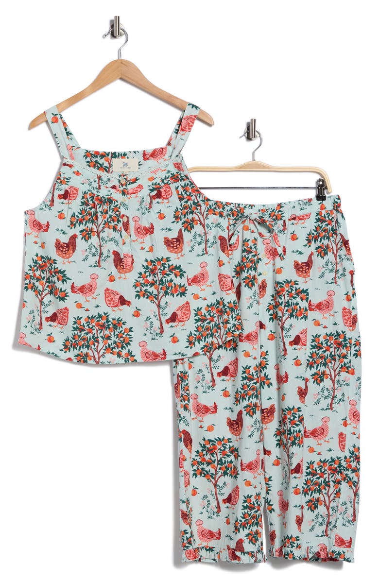 Printfresh Back to Bed Organic Cotton Poplin Cropped Pajamas, Alternate, color,