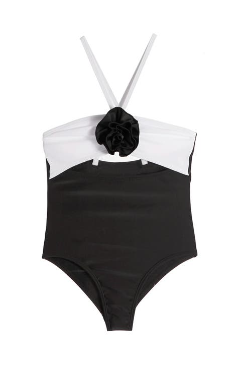 Rosette Halter One Piece Swimsuit