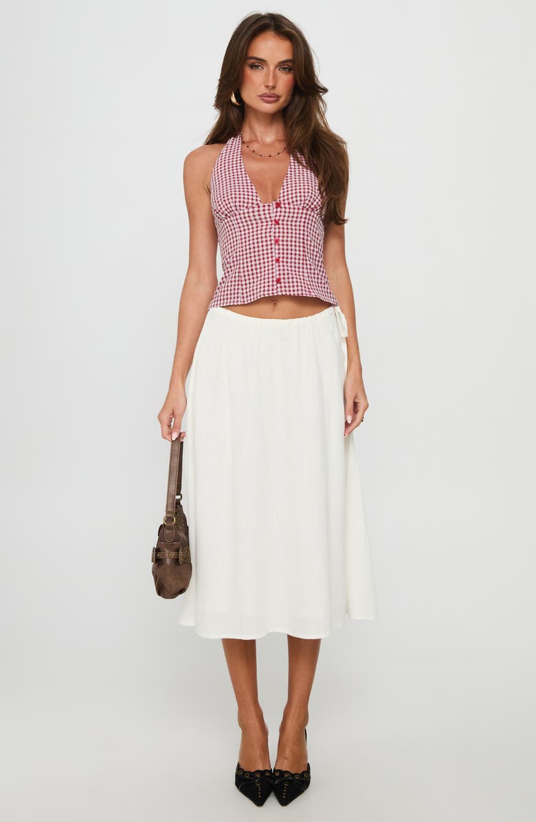 Princess Polly Isolda Gingham Button-Up Halter Top, Alternate, color, Red Gingham