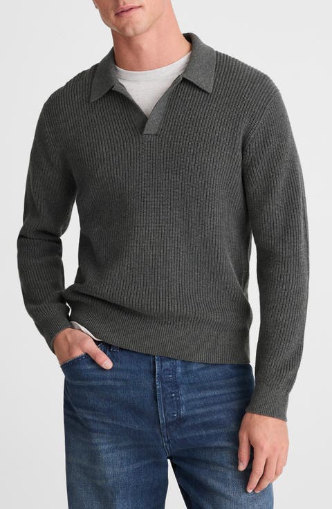 Shaker Stitch Cotton Sweater Polo
