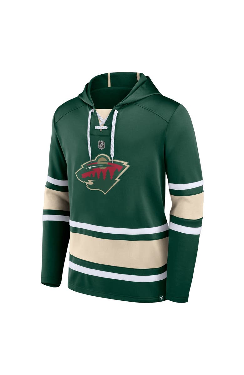 FANATICS Men's Fanatics Branded Kirill Kaprizov Green Minnesota Wild Name & Number Lace-Up Pullover Hoodie, Alternate, color,