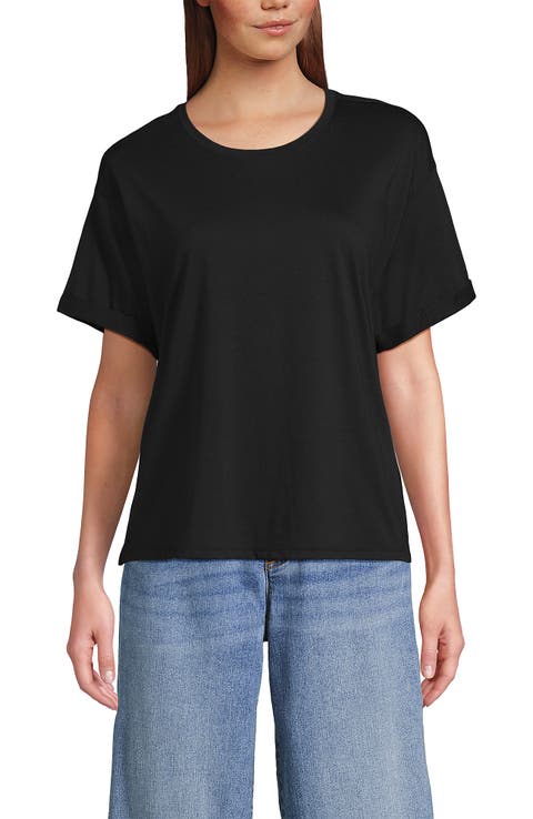 Lands' End Oversized Supima Short Sleeve Crew Neck T-Shirt