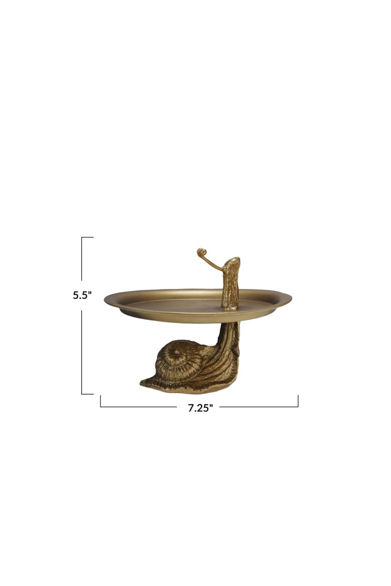 Decorative Metal Tray with Snail Shaped Stand, Gold Finish, Alternate, color, Gold