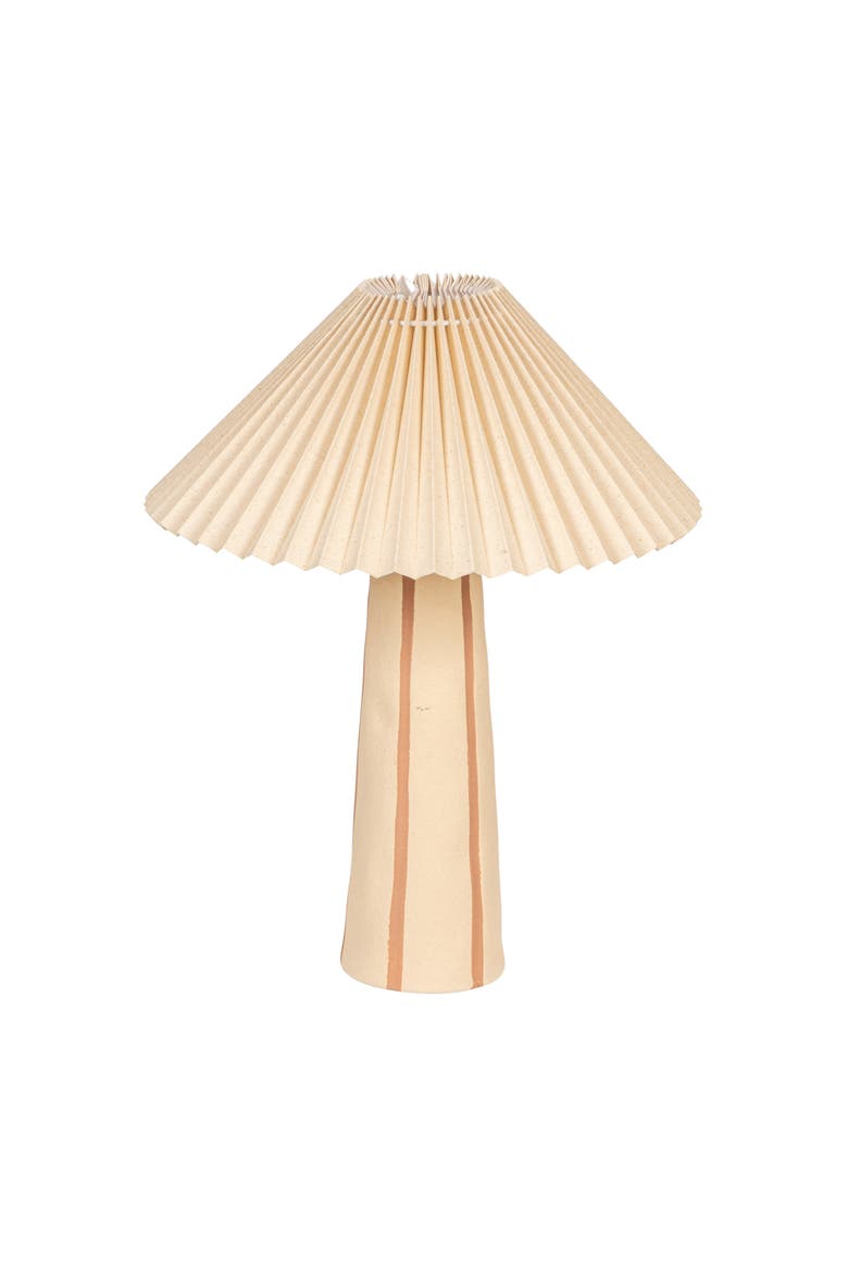 Table Lamp with Tapered Base and Pleated Shade, Main, color, Ivory
