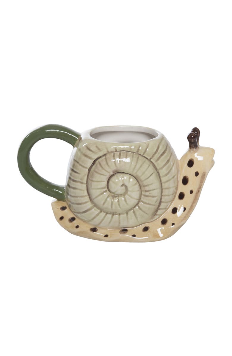 Transpac Ceramic Snail Shape Mug Neutral for Spring Serving and Entertaining, Alternate, color, Multicolored