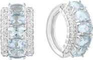 EFFY Sterling Silver Aquamarine & Zircon Hoop Earrings