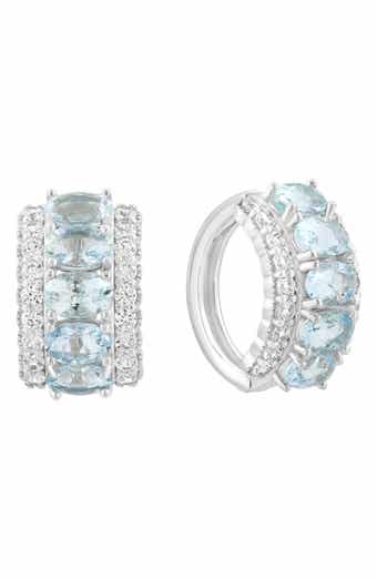 EFFY Sterling Silver Aquamarine & Zircon Hoop Earrings