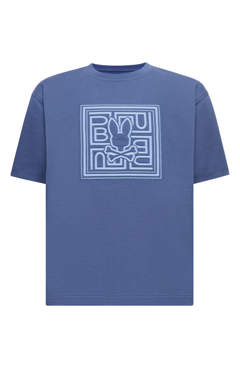 Psycho Bunny Kids' Gio Relaxed Fit Embroidered Cotton T-Shirt, Main, color, Gray Blue