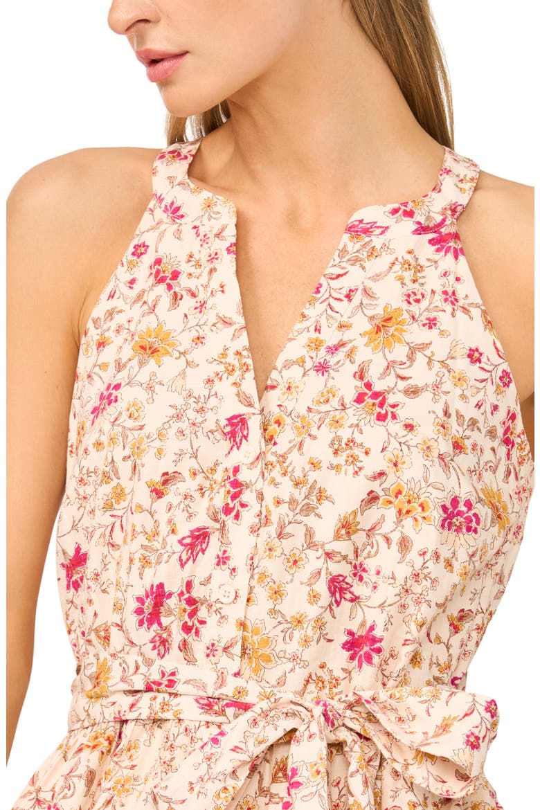 Floral Belted Tiered Button-Up Maxi Dress, Alternate, color, BUTTERCREAM