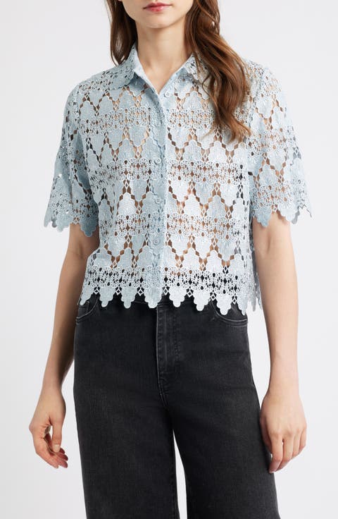 Lace Button-Up Shirt