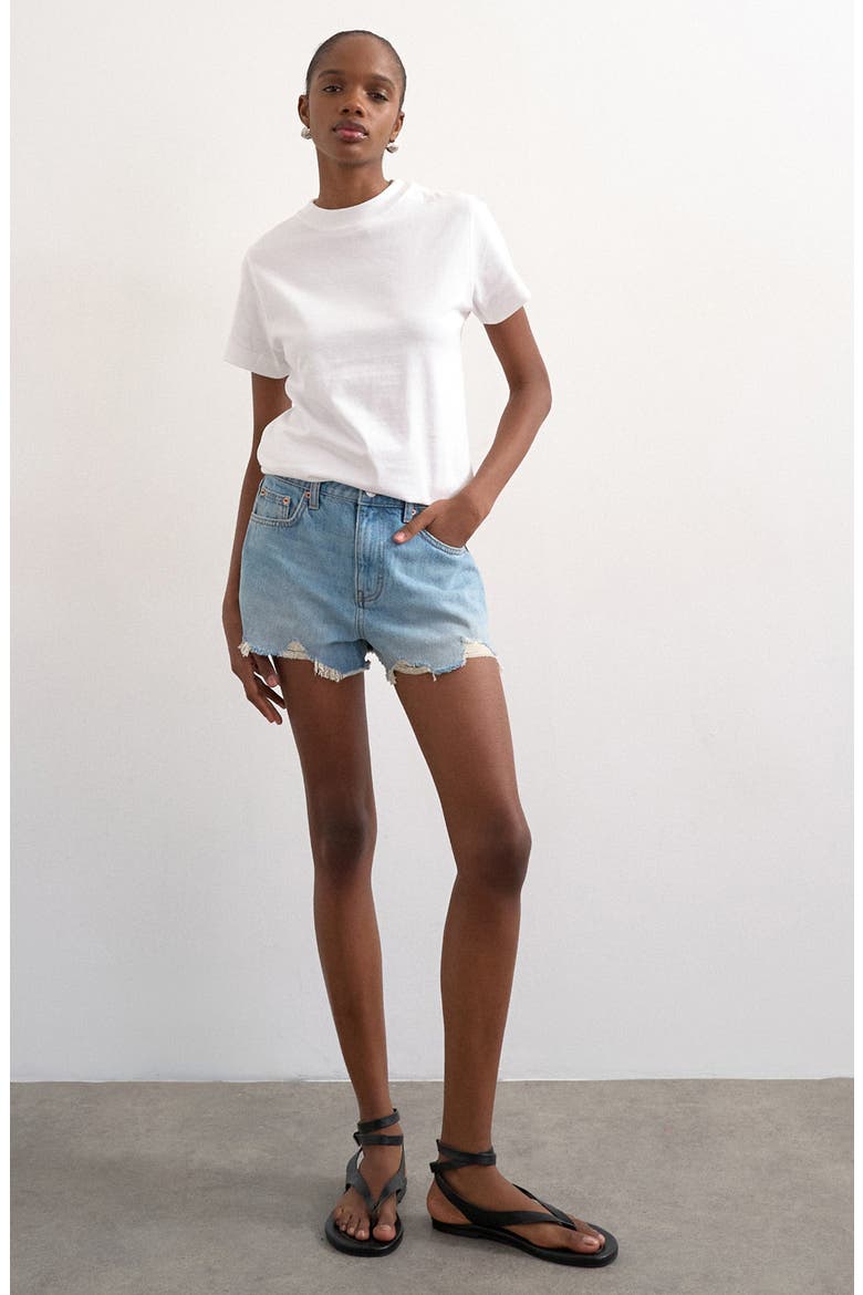 Distressed Denim Cutoff Shorts, Main, color, LIGHT BLUE
