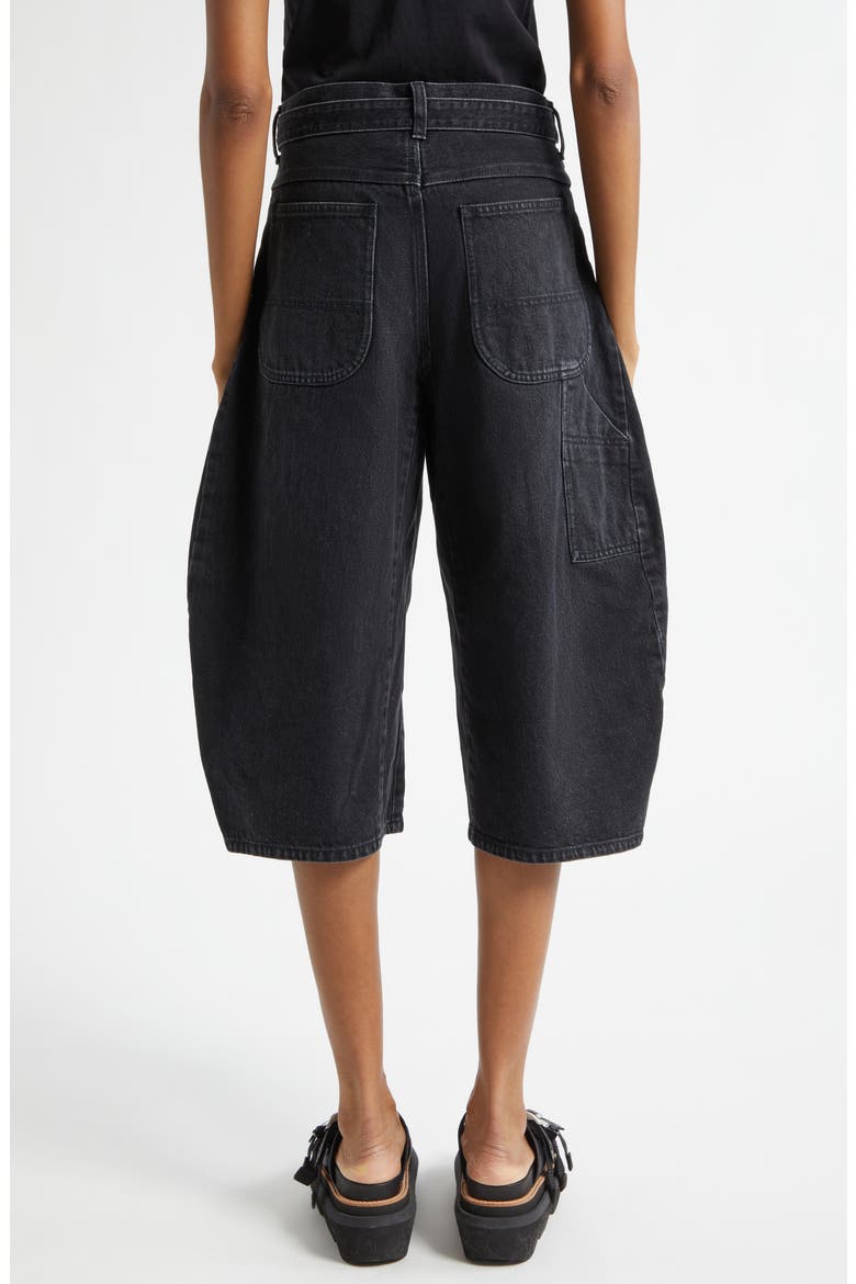 Belted Crop Denim Barrel Leg Jeans, Alternate, color, BLACK