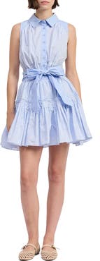En Saison Christabel Stripe Cotton Fit & Flare Shirtdress