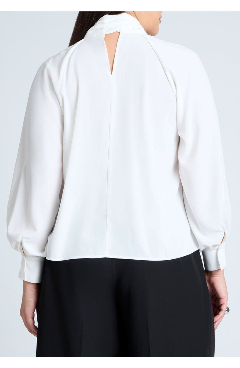ELOQUII Dramatic Neck-Tie Blouse, Alternate, color, Sugar Swizzle