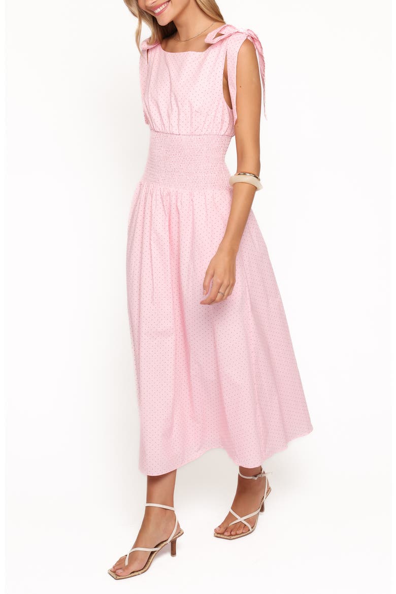 Leticia Polka Dot Cotton Midi Dress, Alternate, color, PINK POLKA DOT
