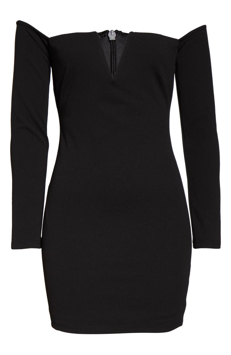 Lulus Off the Shoulder Long Sleeve Body-Con Minidress, Alternate, color,