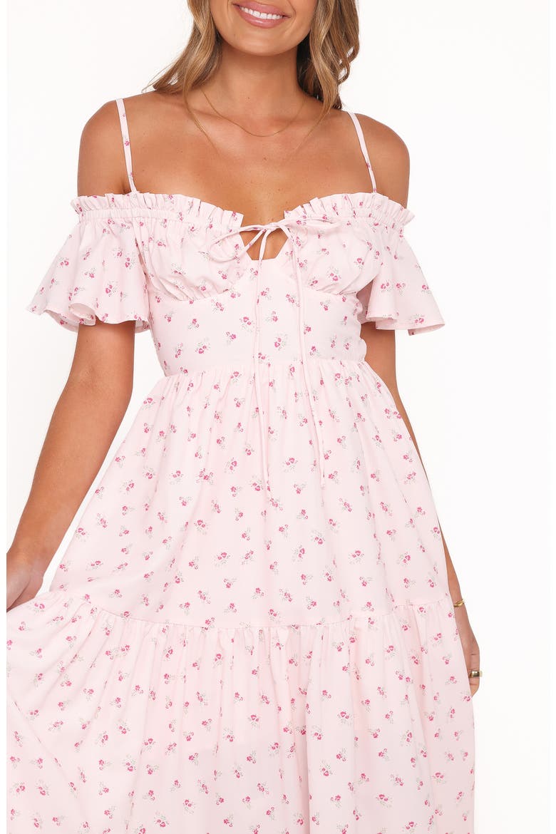 Lachay Ditsy Floral Cold Shoulder Maxi Dress, Alternate, color, PINK FLORAL